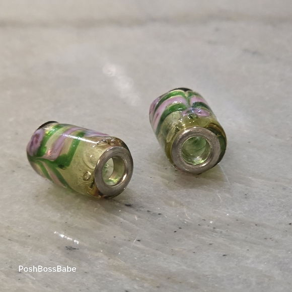 Metal center murano glass bead tubes - Picture 4 of 5